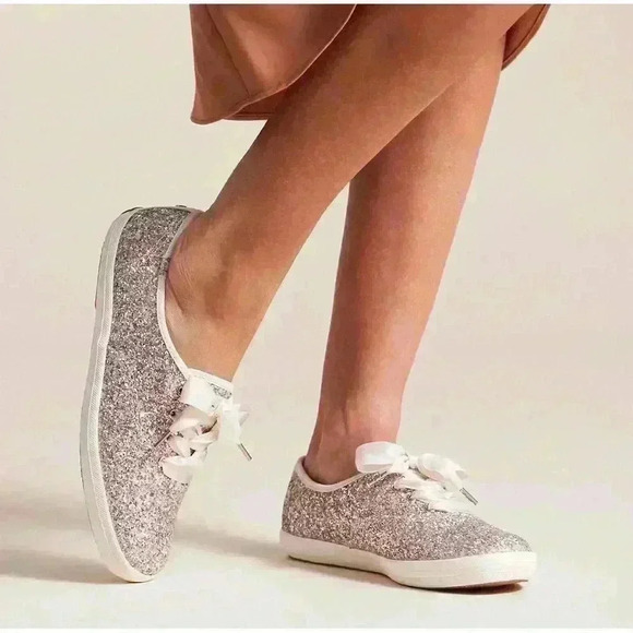 Keds X Kate Spade New York Navy Blue Glitter Sneakers Size 5 - Picture 2 of 7